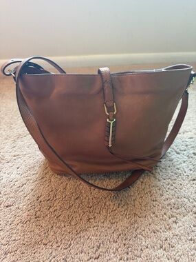 Stella & Dot Brown Leather Shoulder Tote